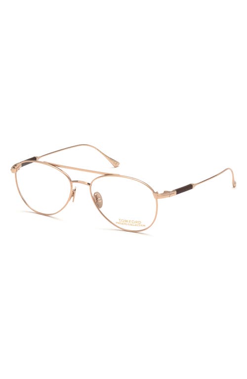 Tom Ford 54mm Pilot Optical Glasses In Rose Gold