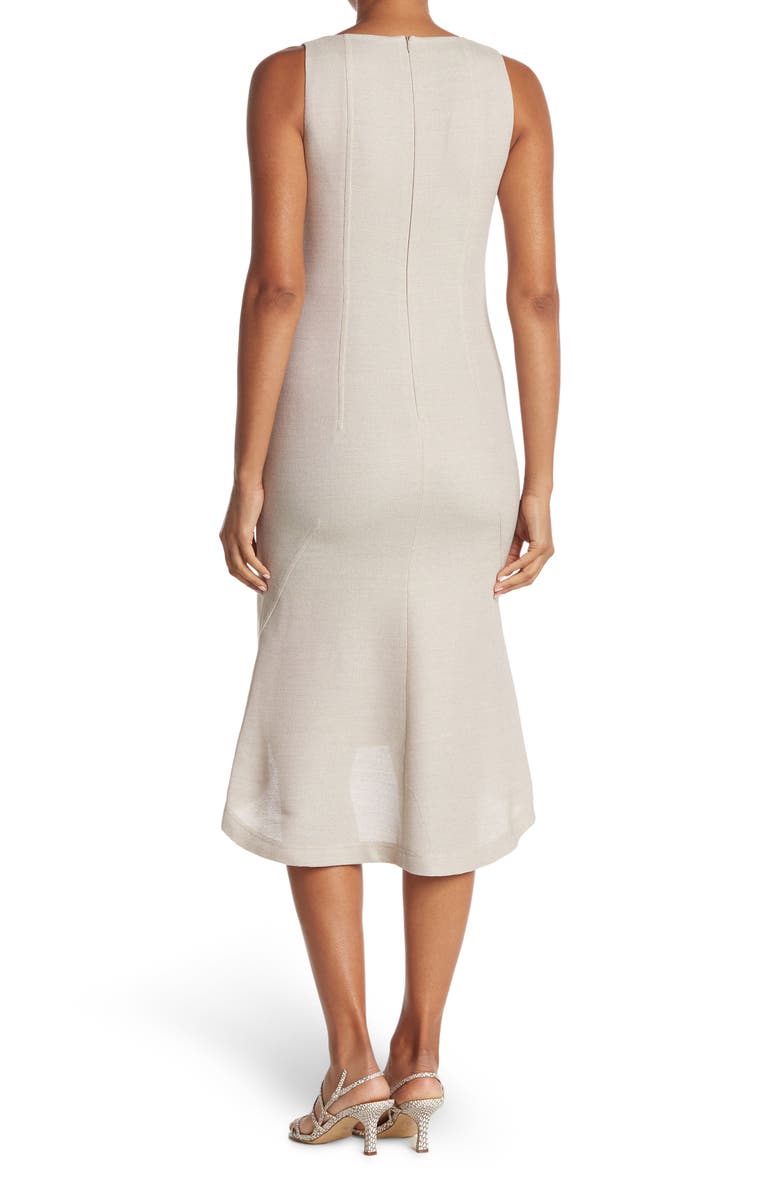 Akris V-Neck Asymmetrical Hem Sleeveless Dress, Alternate, color, Canvas