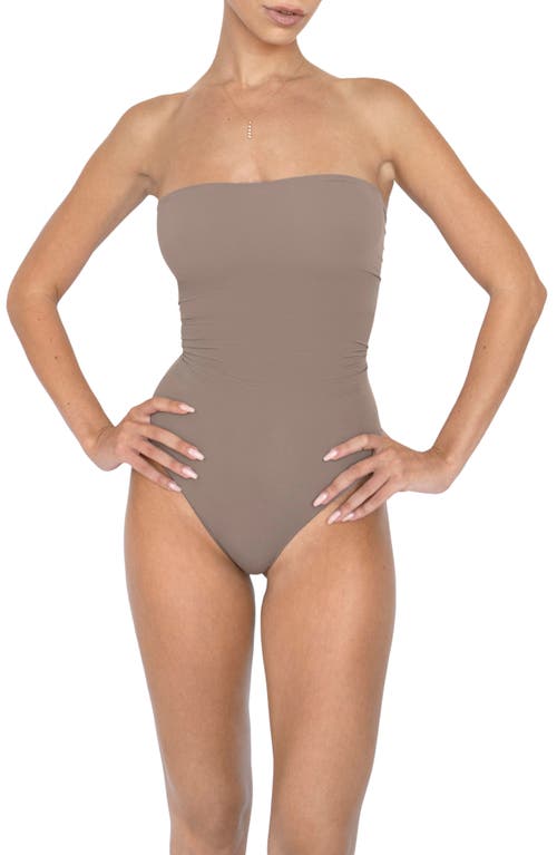 Noody Ultra-thin Seamless Forming Strapless Bodysuit In Gray
