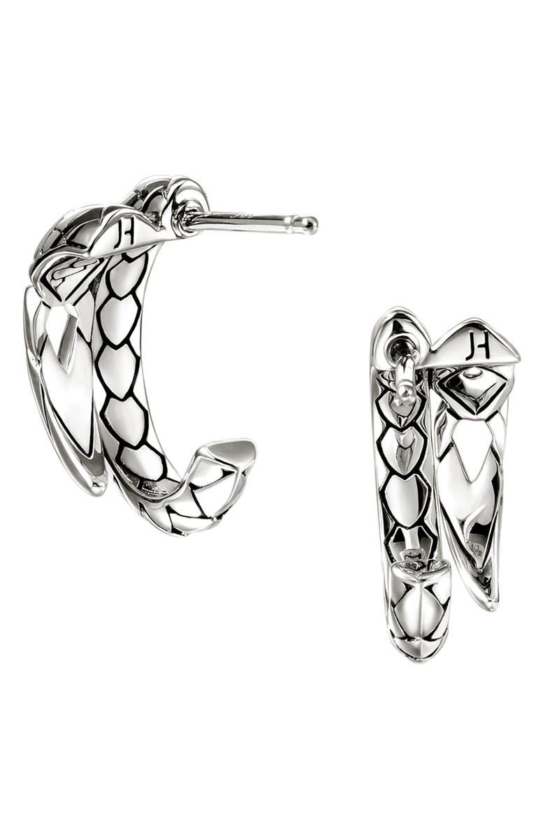 John Hardy Naga Hoop Earrings, Sterling Silver, Alternate, color, Silver