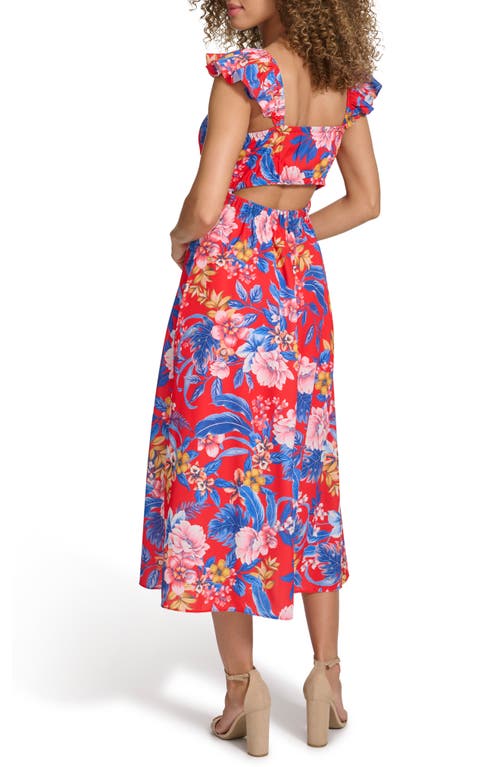 Siena Samira Floral Midi Dress In Red Multi