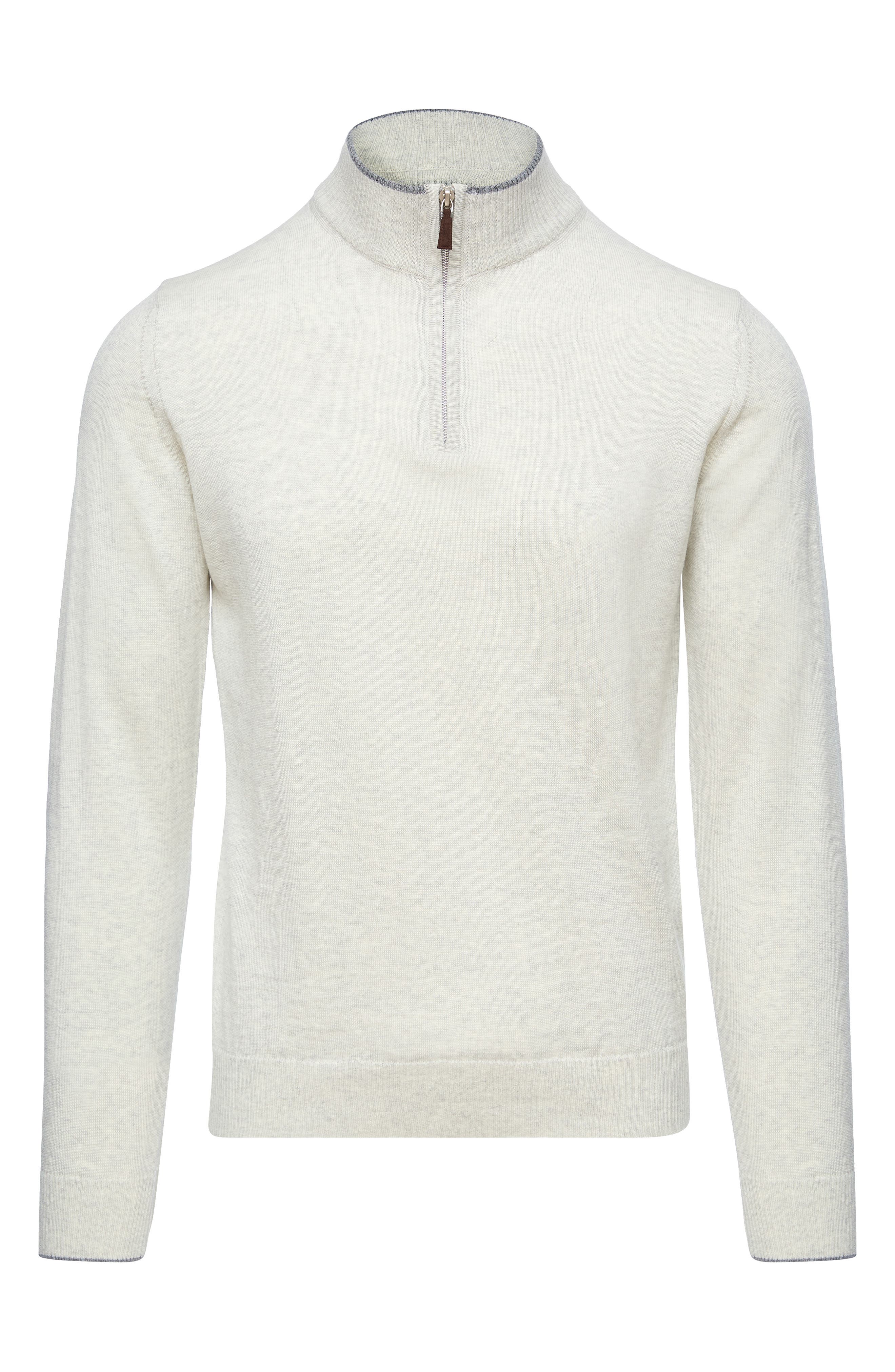Emanuel Berg Light Gauge High Neck Quarter Zip Merino Wool Sweater