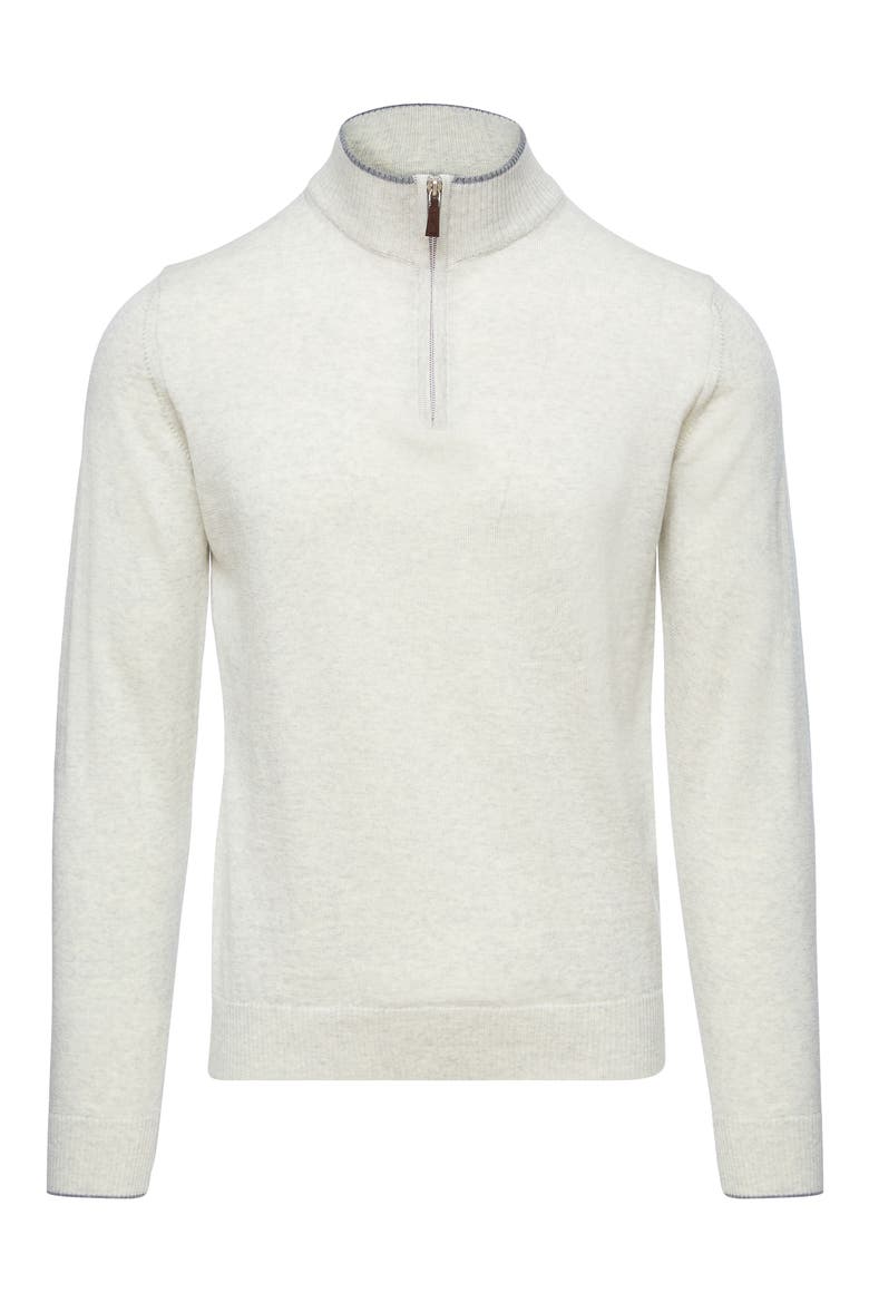 Light Gauge High Neck Quarter Zip Merino Wool Sweater, Main, color, LIGHT GREY