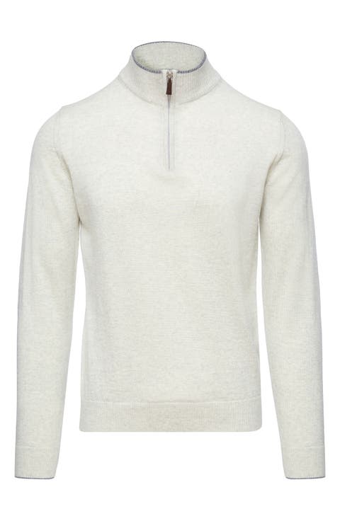 Light Gauge High Neck Quarter Zip Merino Wool Sweater