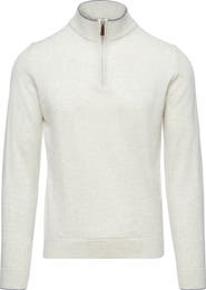 Emanuel Berg Light Gauge High Neck Quarter Zip Merino Wool Sweater