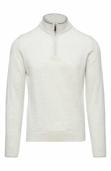 Emanuel Berg Light Gauge High Neck Quarter Zip Merino Wool Sweater