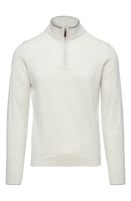 Emanuel Berg Light Gauge High Neck Quarter Zip Merino Wool Sweater in Light Grey  product