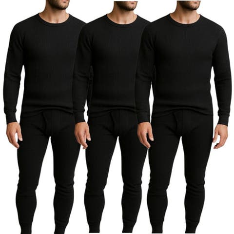 Men's 3 Pack Waffle Knit Thermal Loungewear Set