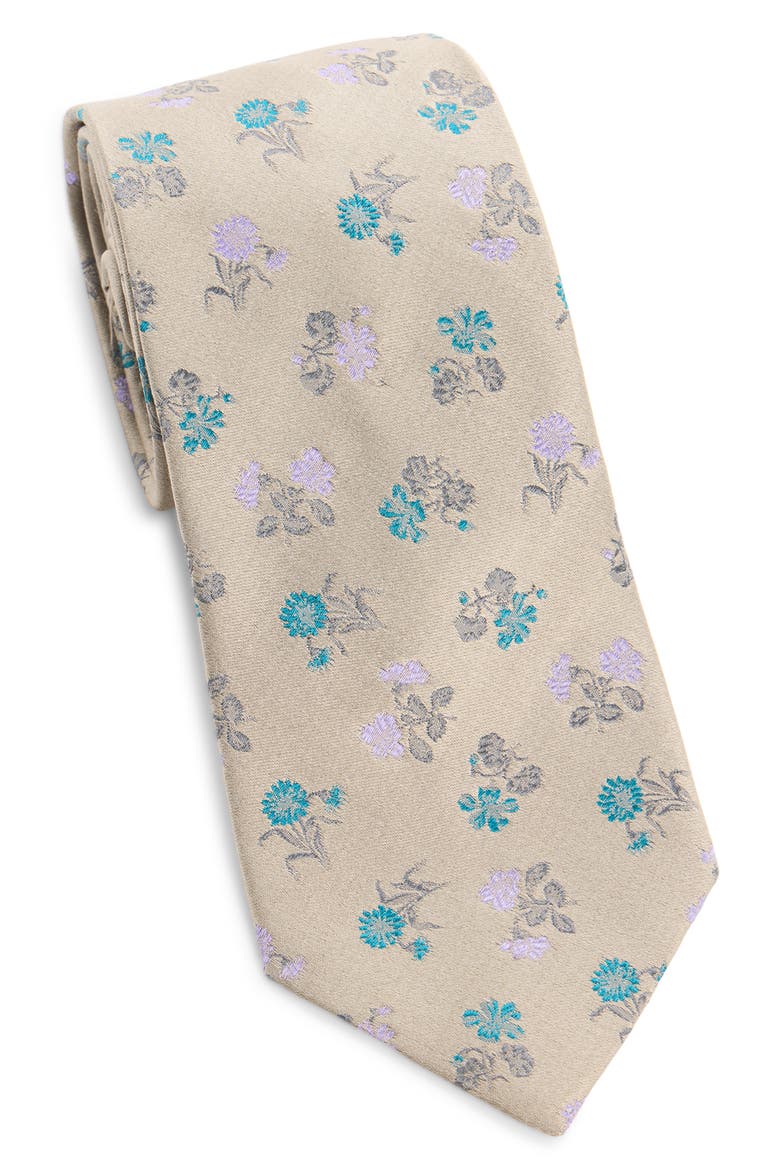 Floral Jacquard Silk Tie, Main, color, CHAMPAGNE
