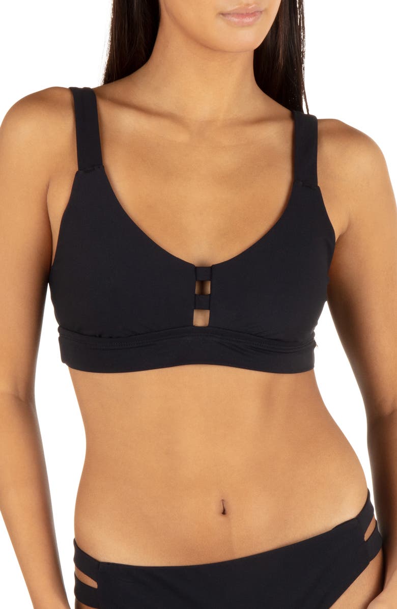 Hurley Max Solid Tab Bikini Top, Main, color, Black