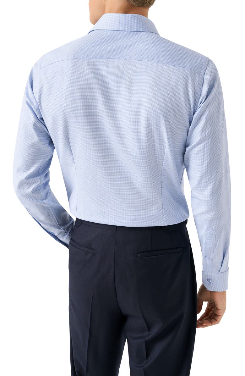 Eton Contemporary Fit Houndstooth Twill Dress Shirt, Alternate, color, Light Blue