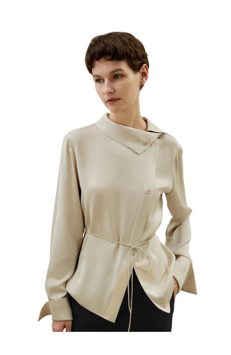 Lilysilk Asymmetrical Shirt with Waist Tie, Main, color, 