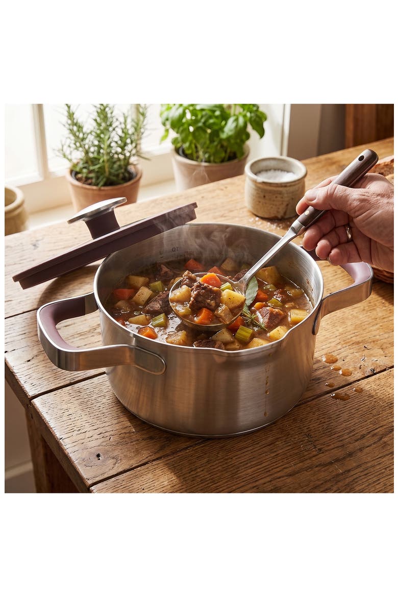 Elements 18/10 Stainless Steel 1.5-Quart Saucepan & Glass Lid, Alternate, color, PURPLE