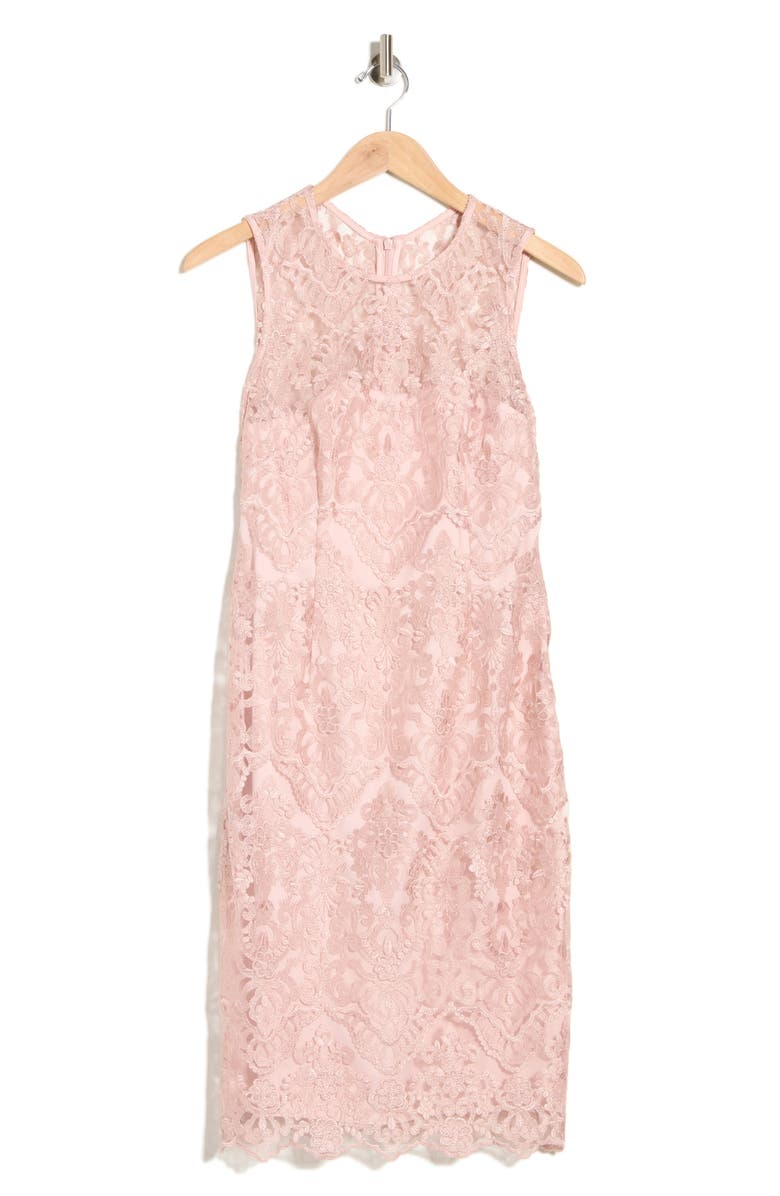 Vince Camuto Sleeveless Embroidered Mesh Dress, Alternate, color, Blush