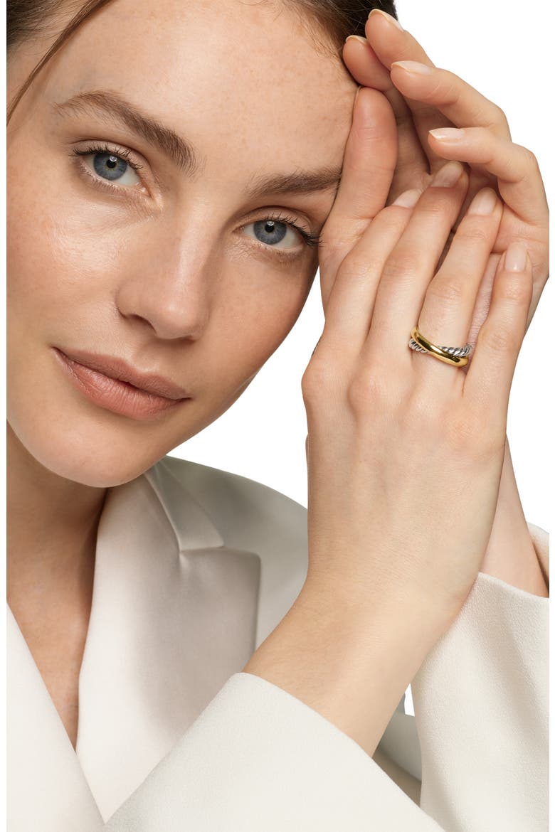 Crossover Two-Row Ring in Sterling Silver with 14K Yellow Gold, 7.5mm, Alternate, color, STERLING SILVER/ 14K GOLD - 6
