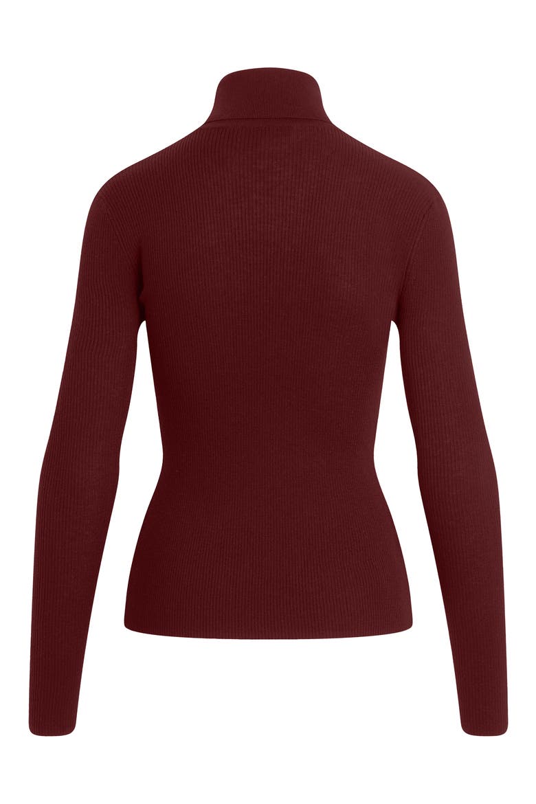 Amelia Rib Merino Wool Turtleneck Top, Alternate, color, VINO