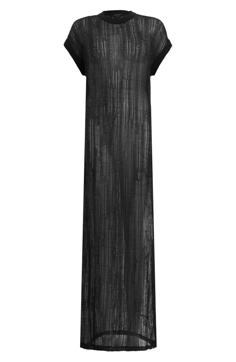 AllSaints Giana Open Knit Maxi Sweater Dress, Alternate, color, Black