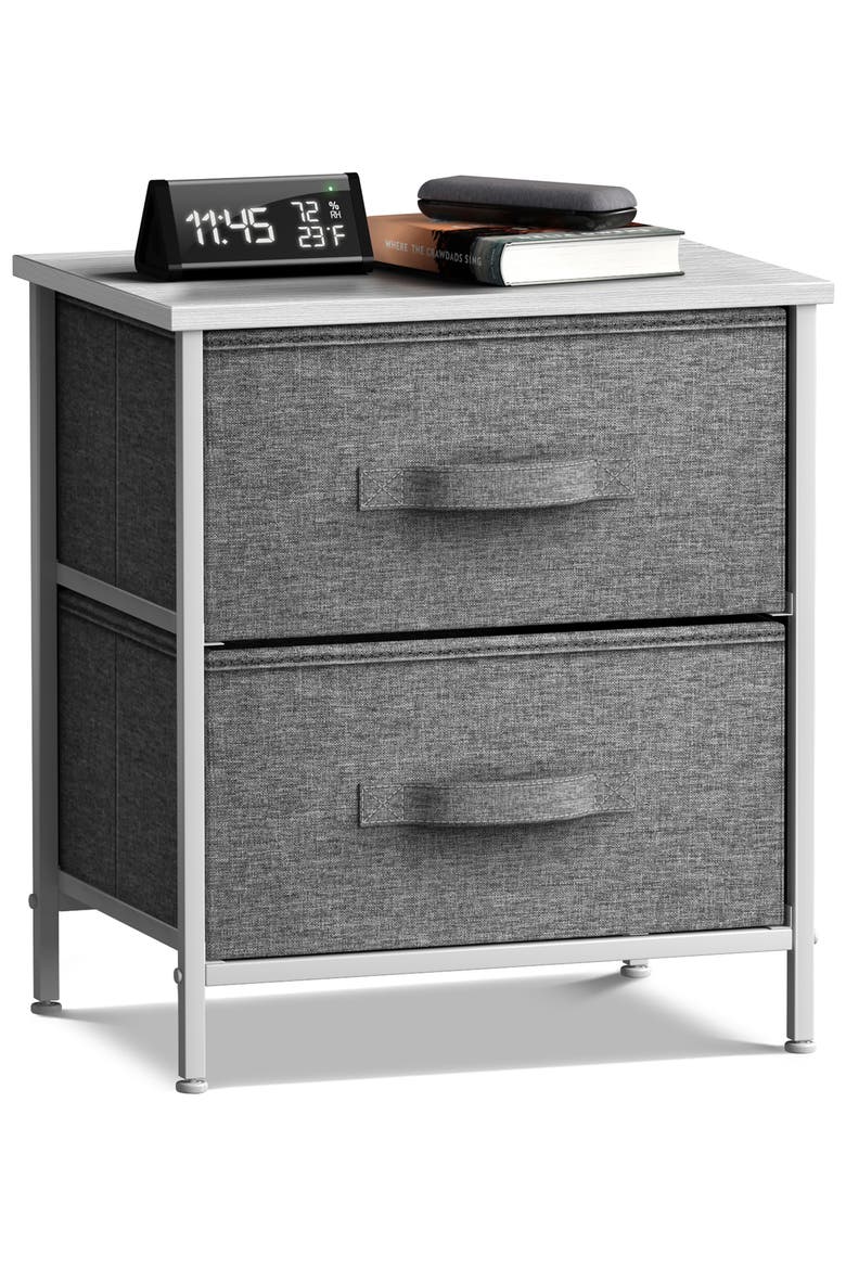 White Frame Two-Drawer Nightstand Dresser, Alternate, color, WHITE