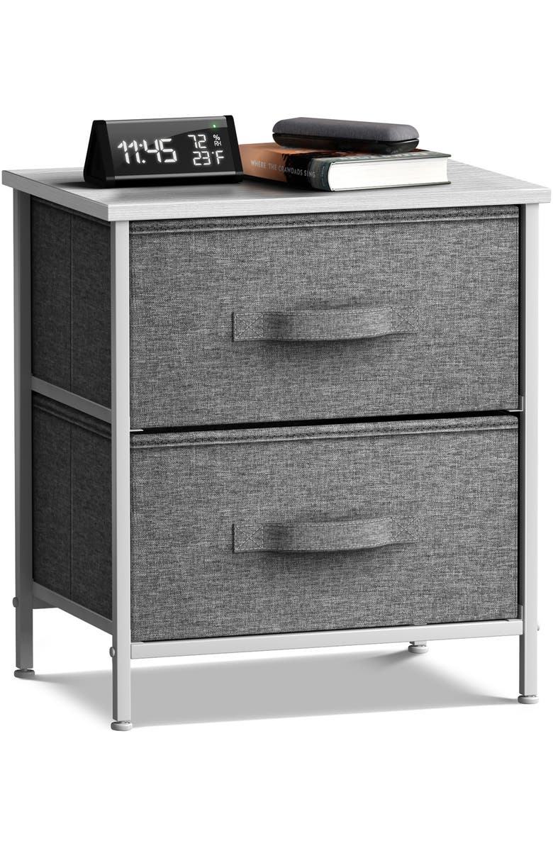 SORBUS White Frame Two-Drawer Nightstand Dresser, Alternate, color,
