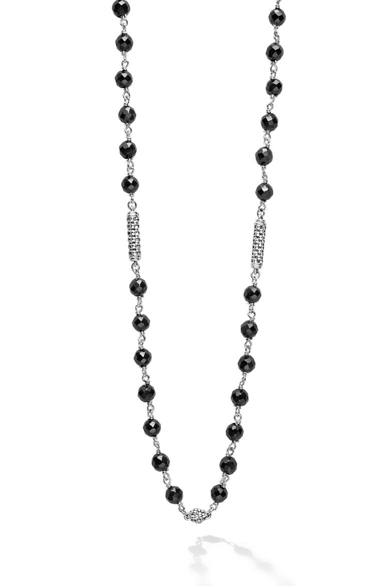 Caviar Icon Ceramic Beaded Necklace, Main, color, SILVER