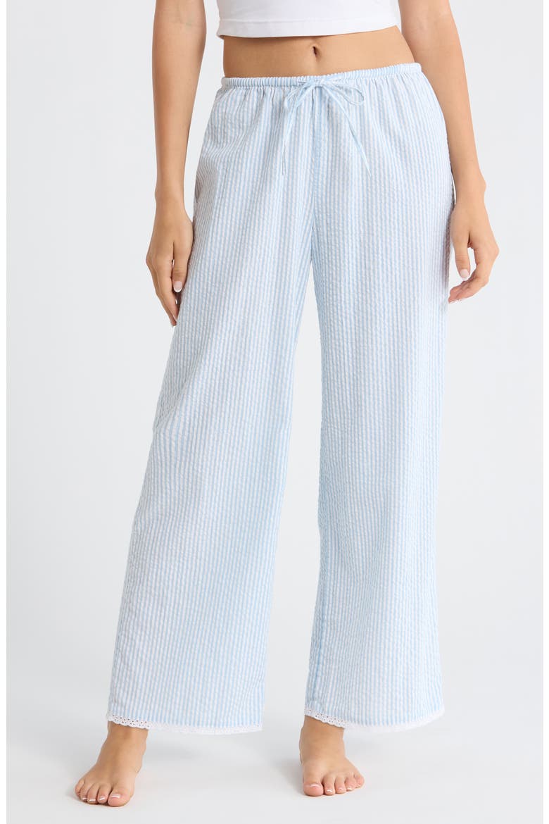 Seersucker Sleep Pants, Main, color, WHITE- BLUE HICKORY STRIPE
