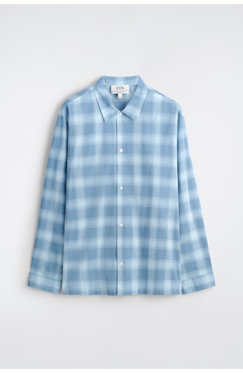 COS Checked Cotton Shirt, Alternate, color, Blue / Checked