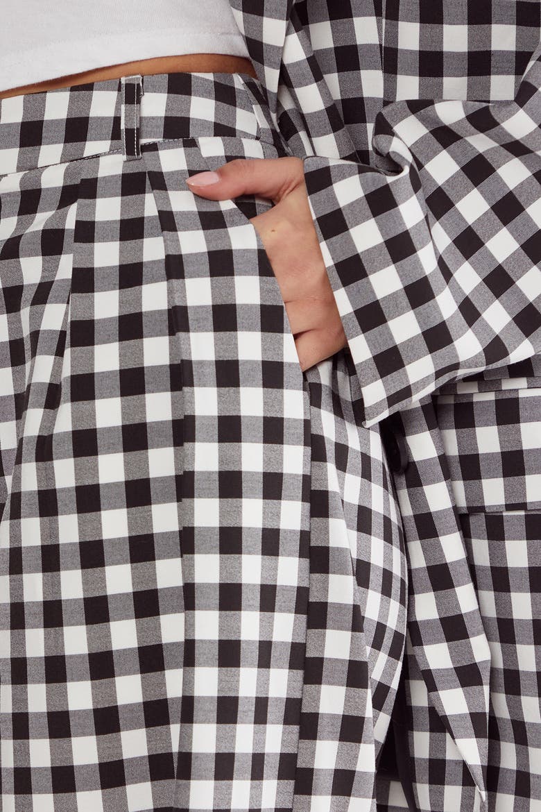 Gingham Tailored Wide Leg Pants, Alternate, color, Mono