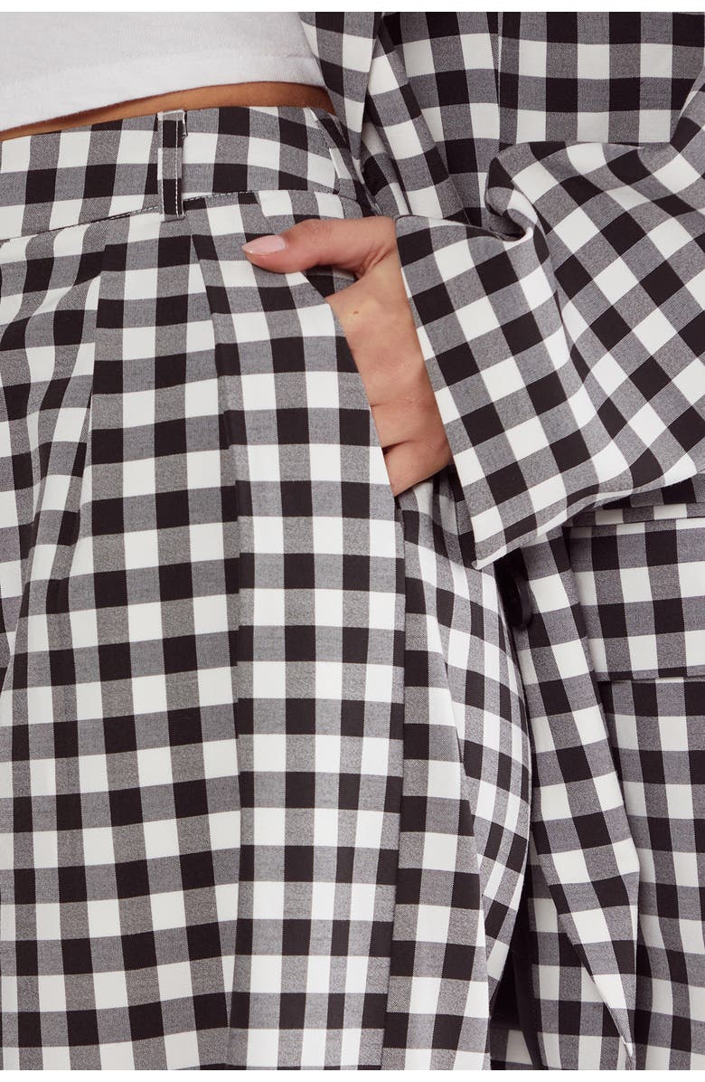 NASTY GAL Gingham Tailored Wide Leg Pants, Alternate, color, Mono