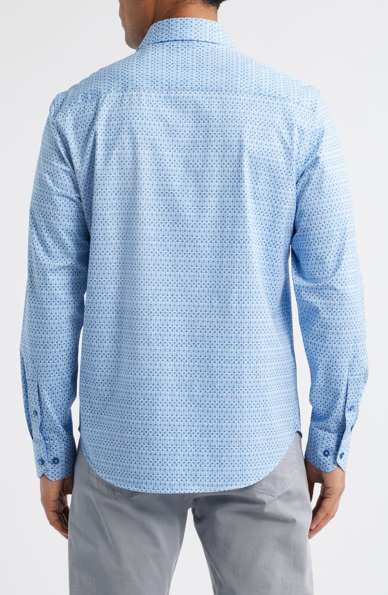 Bugatchi Jimmy OoohCotton<sup>®</sup> Geo Print Button-Up Shirt, Alternate, color, Classic Blue
