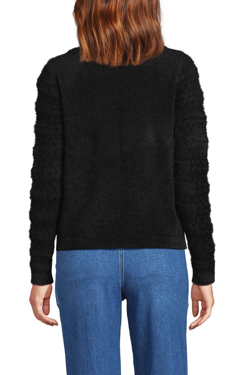 Lands' End Fuzzy Eyelash Cable Boatneck Sweater, Alternate, color, 