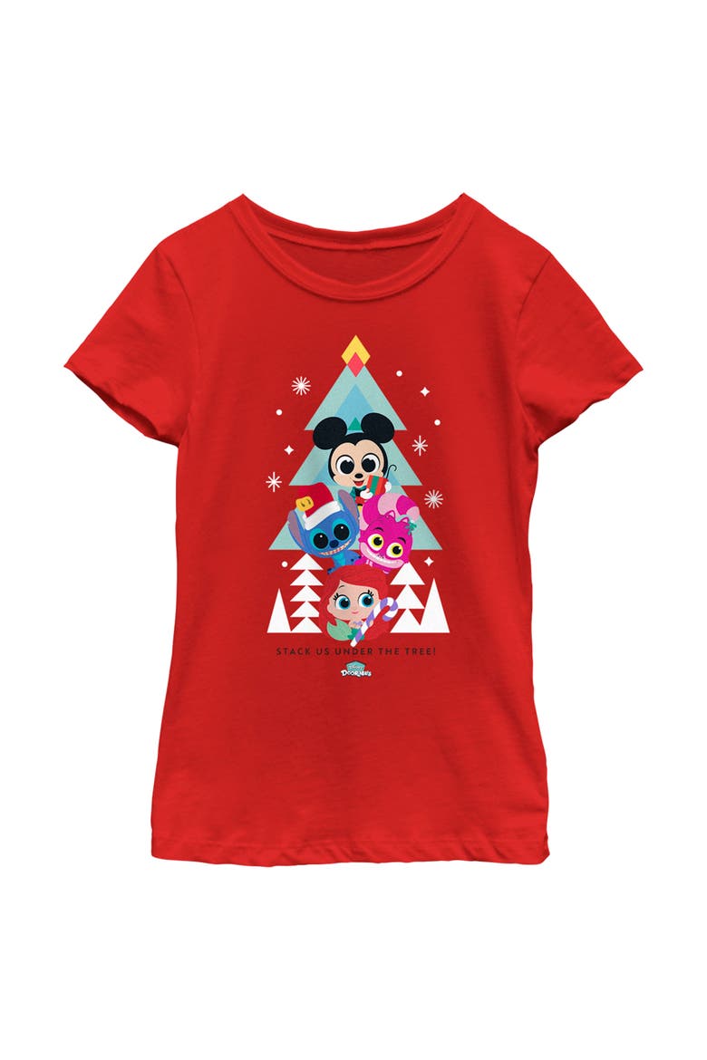 Girl's Disney Doorables Christmas Stack us Under the Tree  Graphic T-Shirt, Main, color, Red