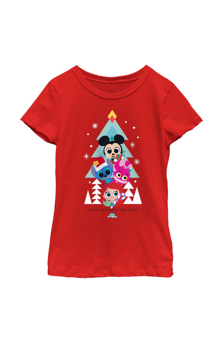 Disney Doorables Girl's Disney Doorables Christmas Stack us Under the Tree Graphic T-Shirt, Main, color, Red