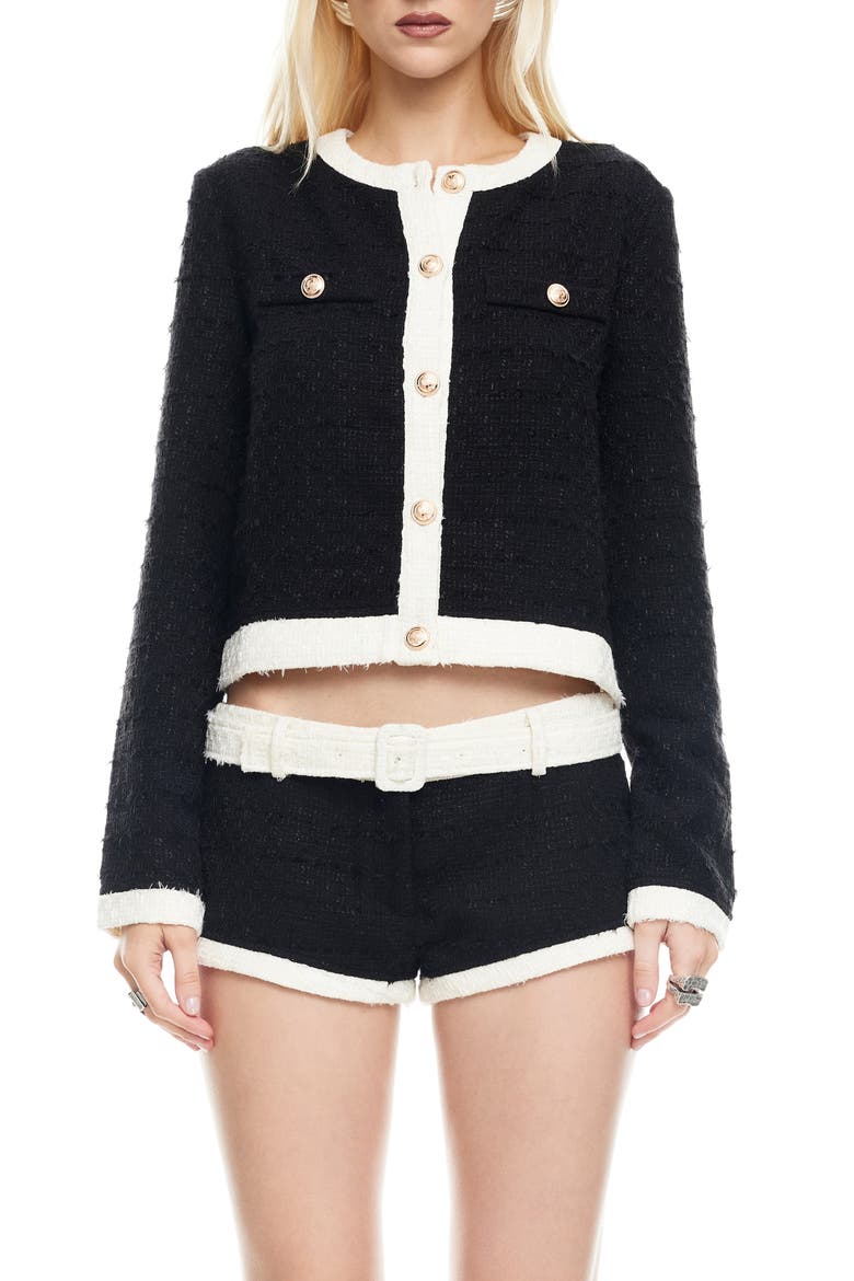 Riviera Contrast Trim Tweed Jacket, Main, color, ONYX