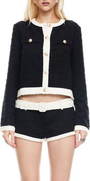 LIONESS Riviera Contrast Trim Tweed Jacket