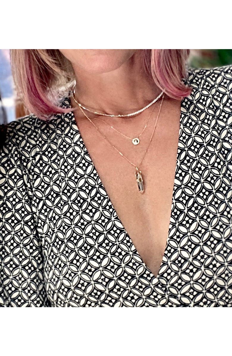 ELLIOT YOUNG Jewelry The "Glimmer Choker" with 14k Faceted Gold Beads & Pearl Necklace, Alternate, color, White