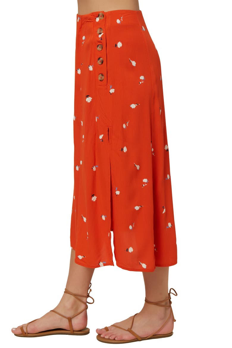 Familia Floral Midi Skirt, Alternate, color, RED CLAY