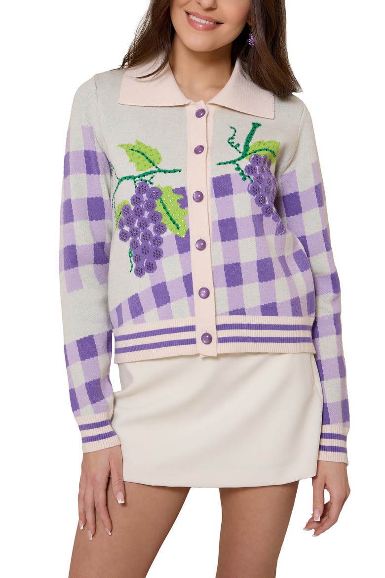 Vineyard Gingham Knit Cardigan, Main, color, IVORY MULTI