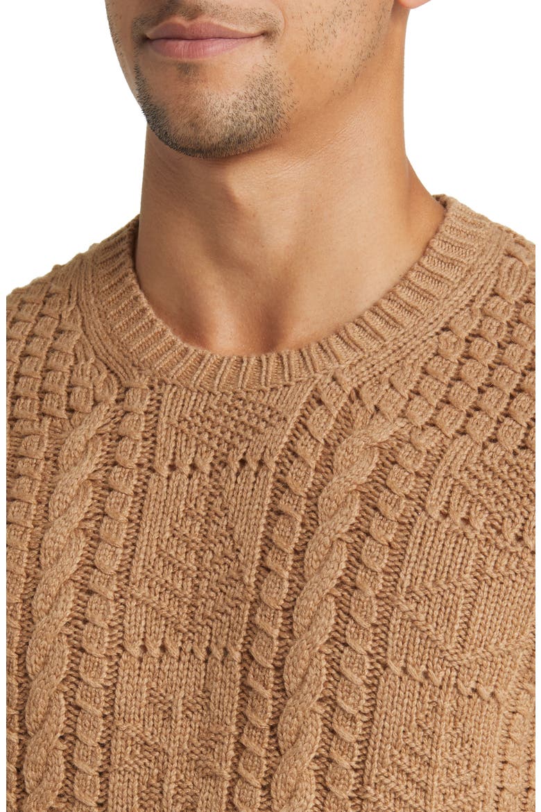 Camel Hair Crewneck Sweater, Alternate, color, BROWN