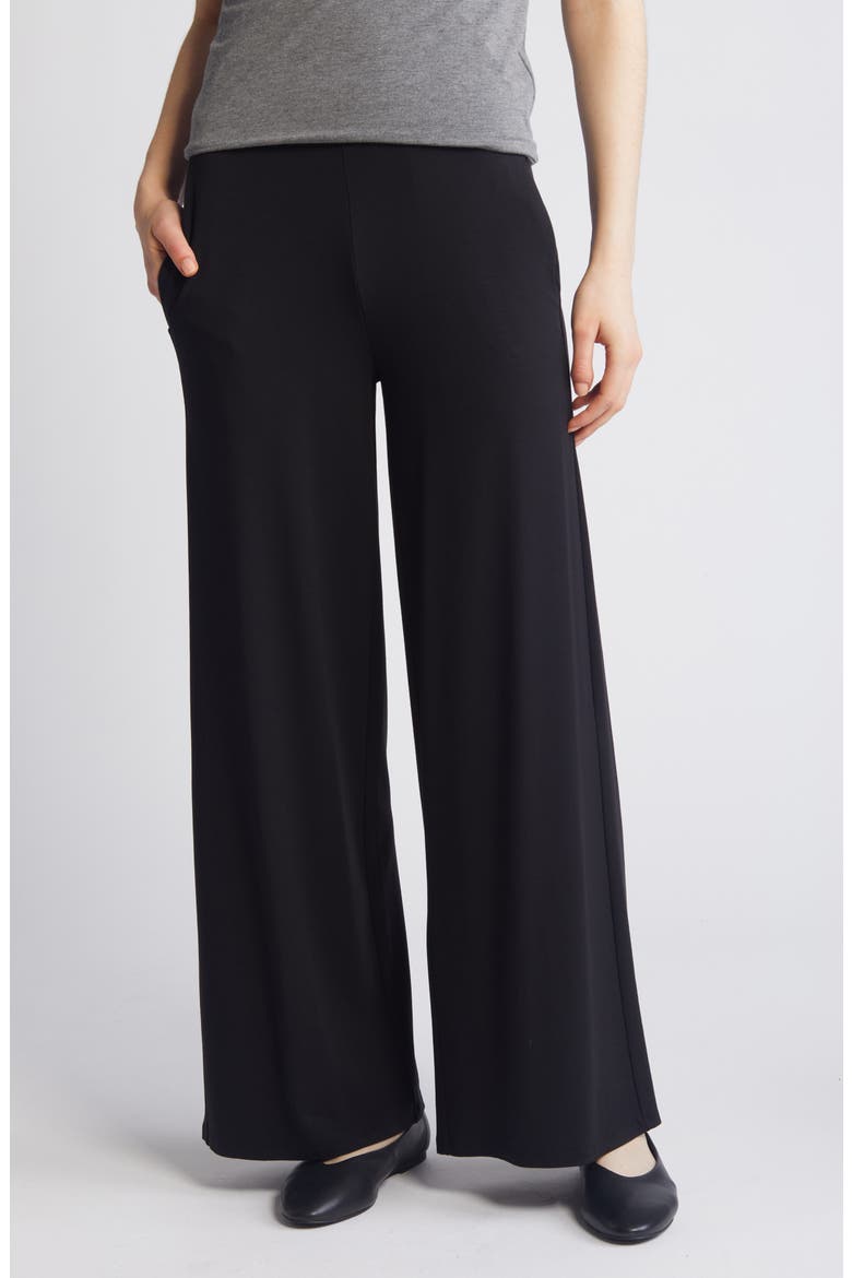 High Waist Wide Leg Pants, Main, color, BLACK