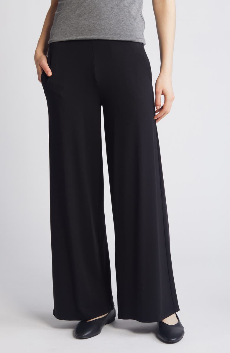 Eileen Fisher High Waist Wide Leg Pants, Main, color, Black