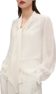 Lilysilk Bow Tie Sheer and Lightweight Silk Jasmine Blouse