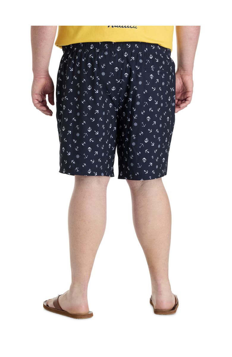 Nautica Big & Tall Anchor Print Swim Trunks, Alternate, color, Navy