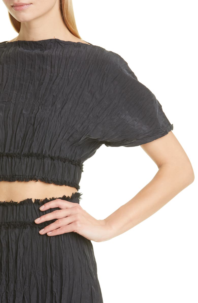 TOTEME Crinkled Silk Crop Top, Alternate, color,