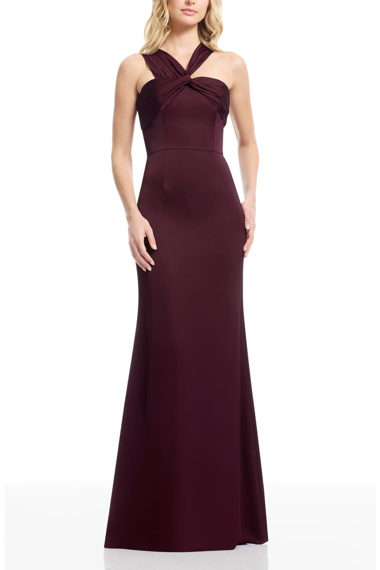 Rosalia Sleeveless Satin Gown, Alternate, color, DARK CHERRY