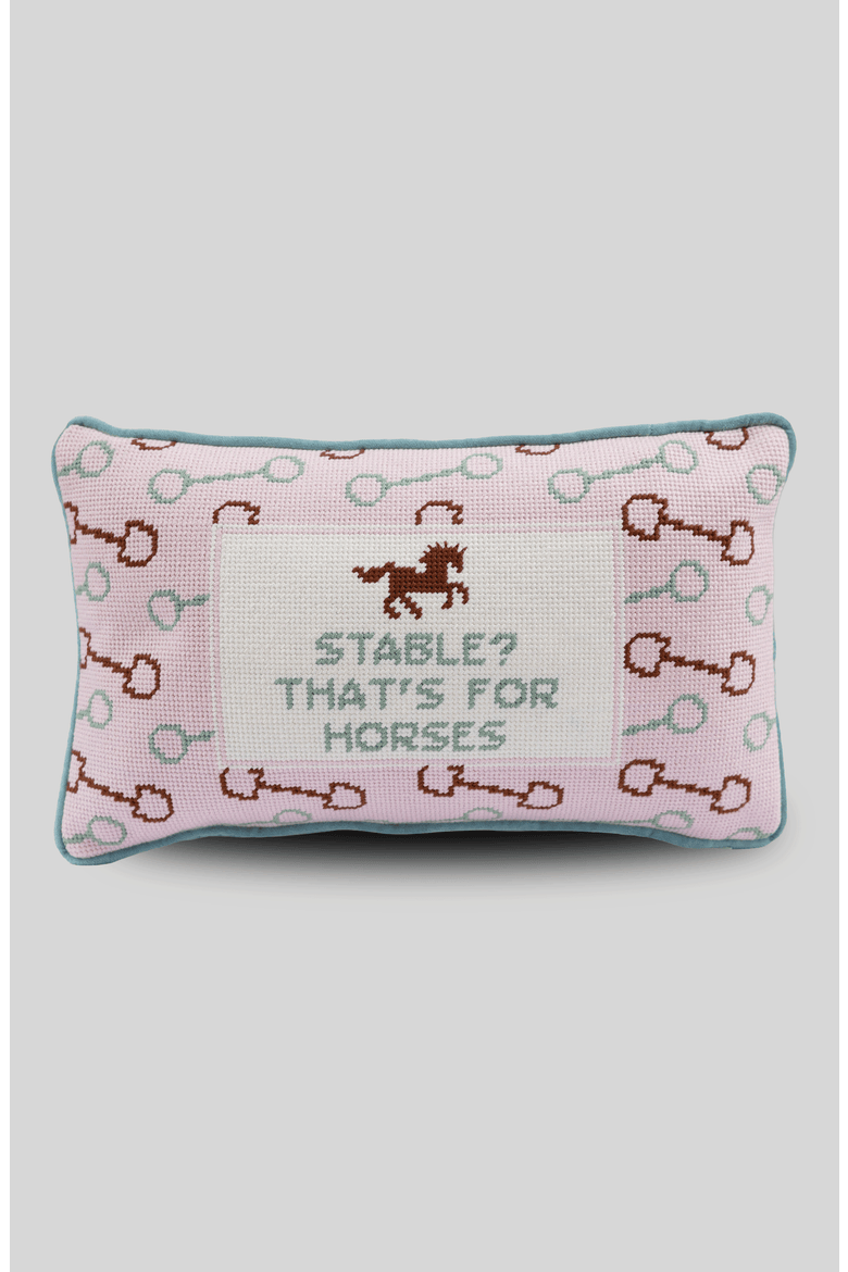 Stable Needlepoint Pillow, Main, color, Stable