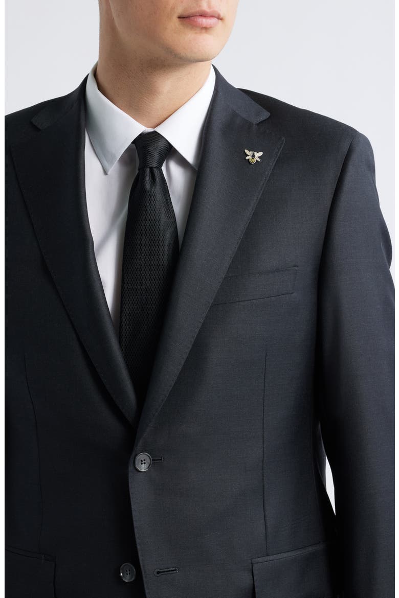Honey Way Regular Fit Super 150s Charcoal Grey Wool Suit, Alternate, color, CHARCOAL
