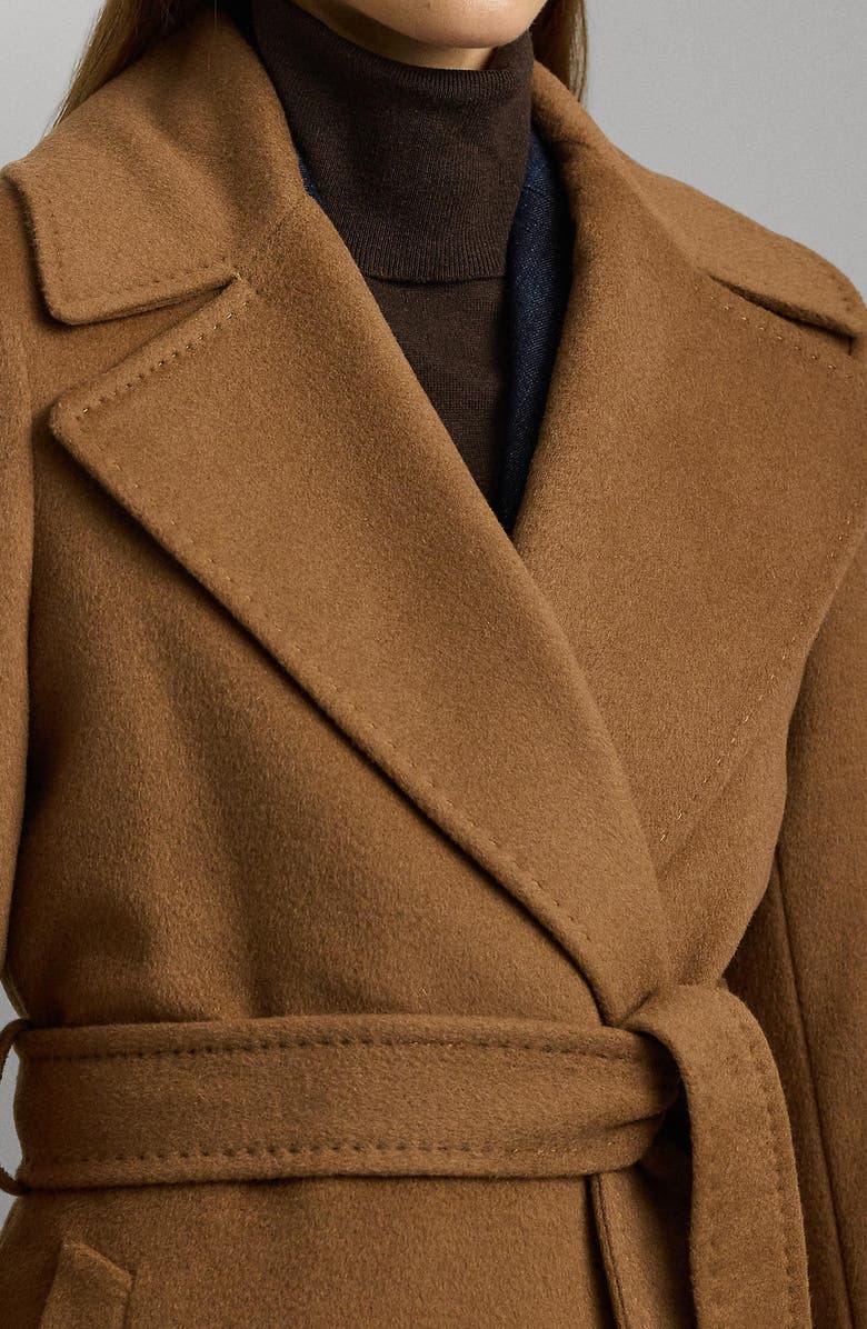 Double Breasted Wool Blend Reefer Coat