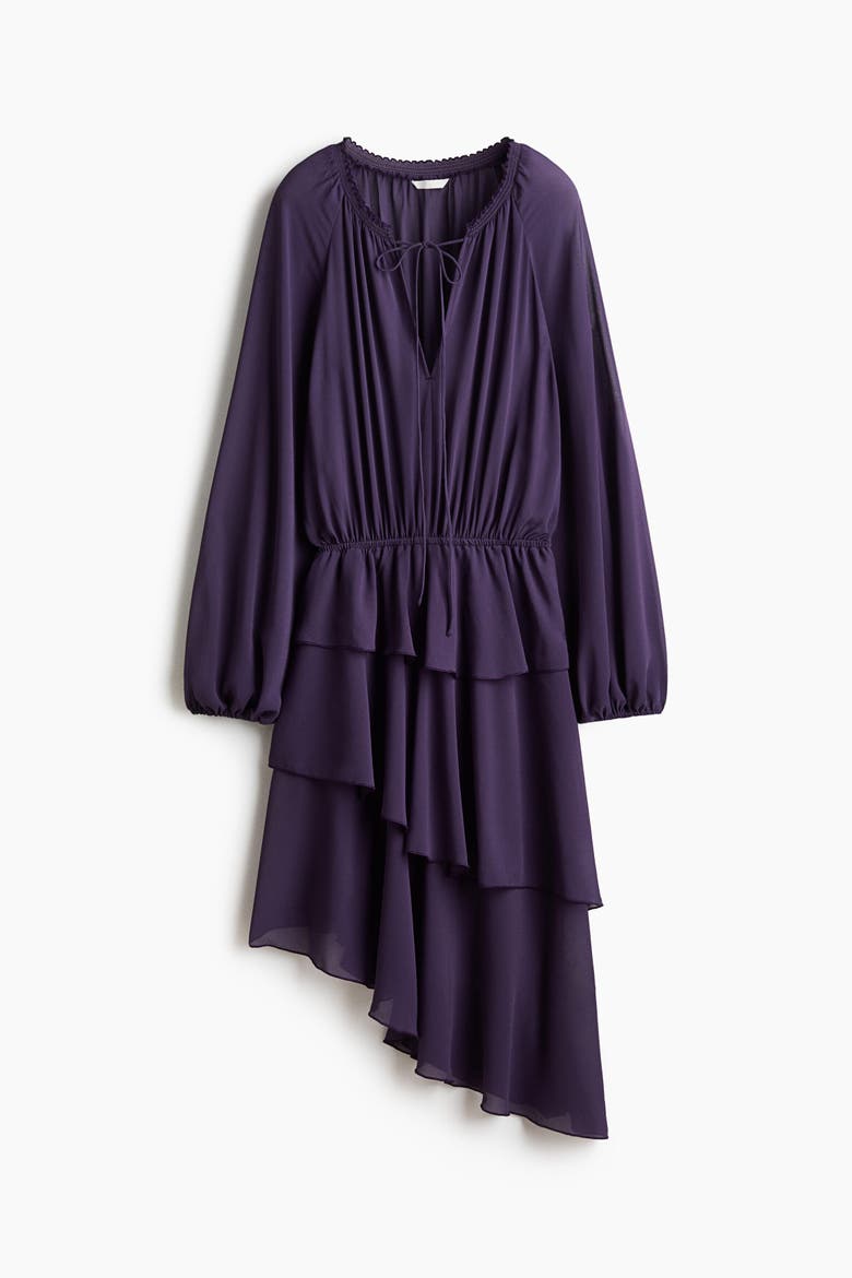 Asymmetric Dress, Alternate, color, Dark purple