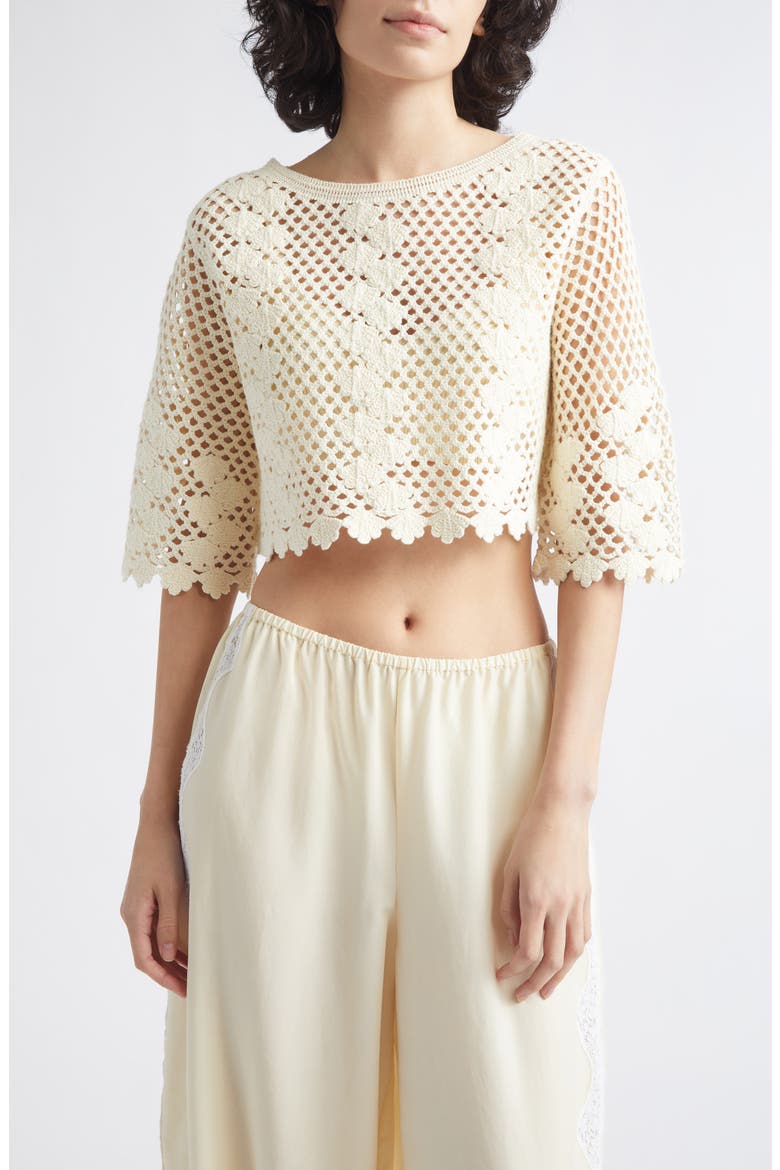 Saskia Cropped Cotton Top, Main, color, IVORY