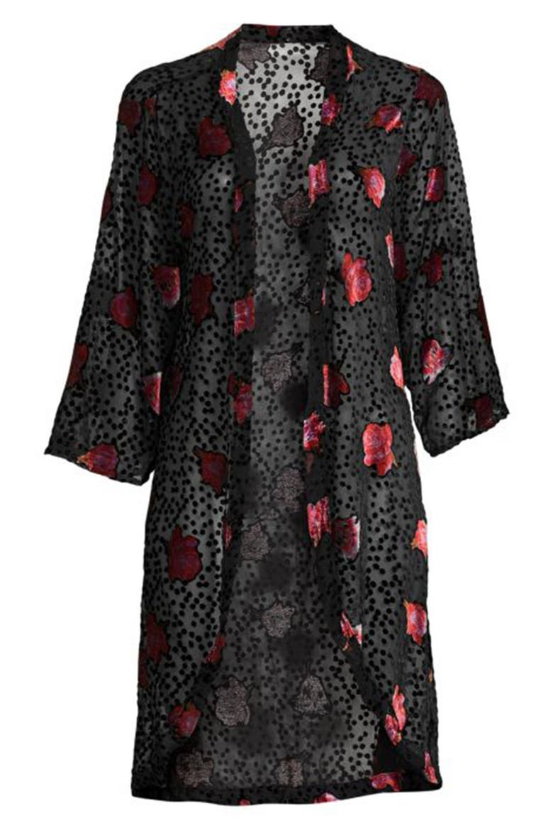 Rose Velvet Burnout Ruana, Alternate, color, BLACK